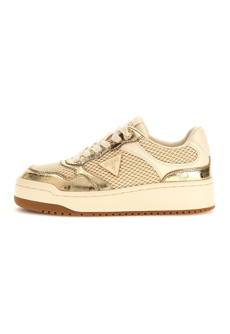 Pantofi sport cu segmente din plasa si piele ecologica - Auriu