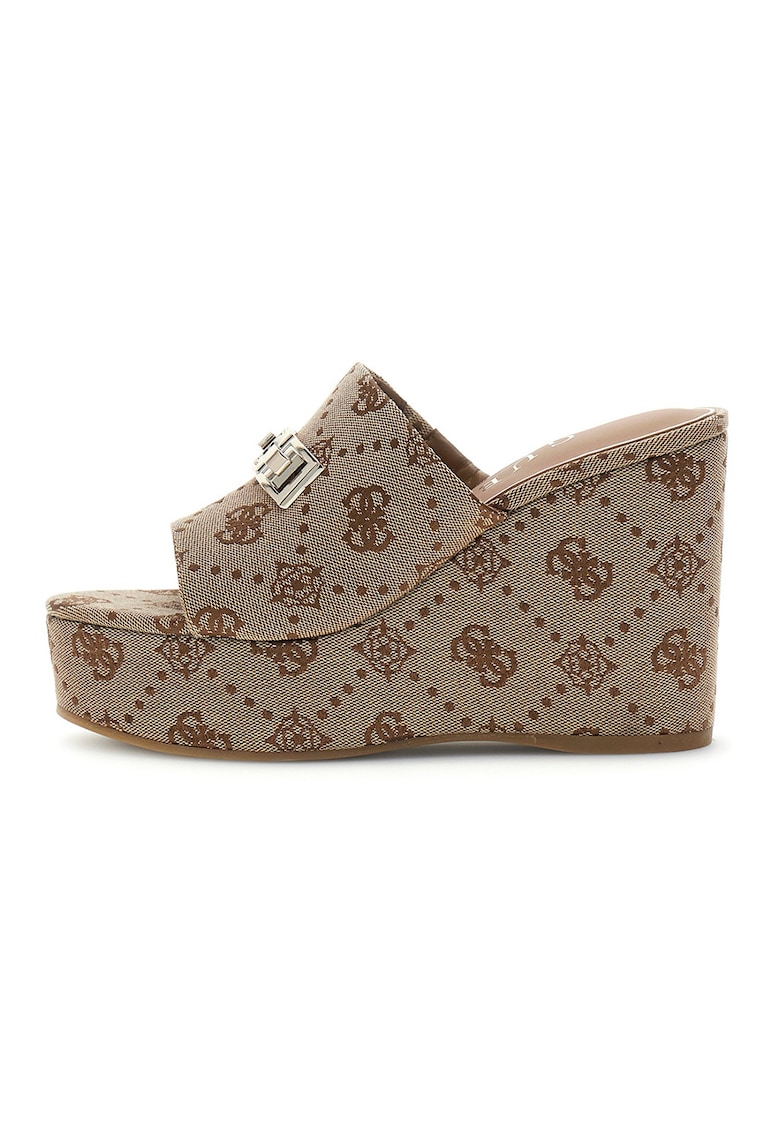 Papuci cu talpa wedge - Maro camel
