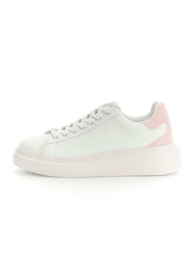 Pantofi sport din piele si piele ecologica - Alb/Roz