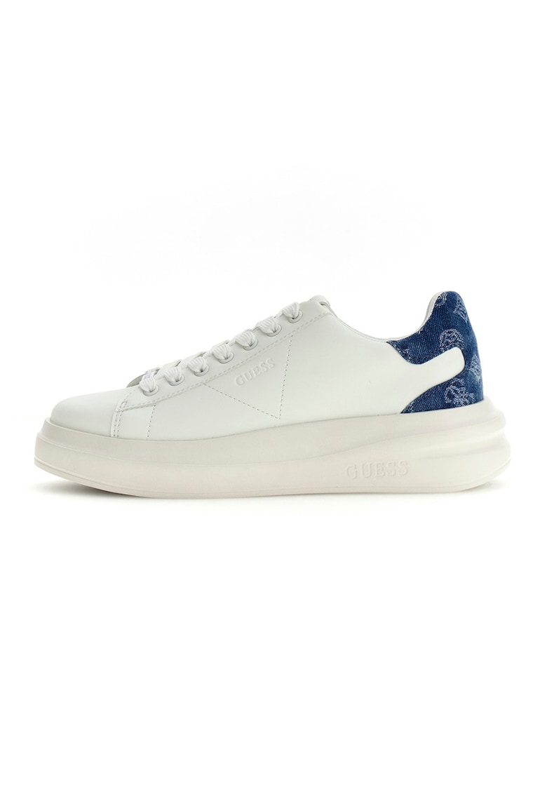 Pantofi sport din piele si piele ecologica - Alb/Albastru
