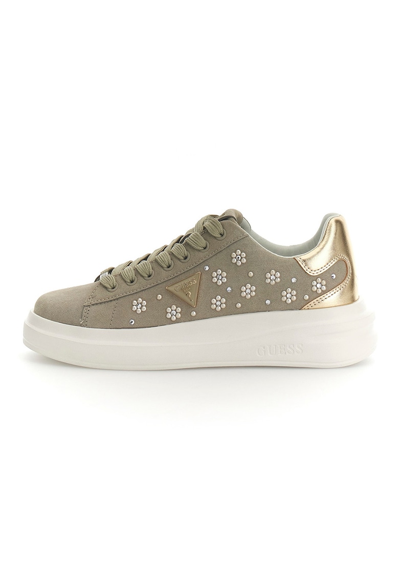 Pantofi sport cu aplicatii cu strasuri - Maro taupe deschis