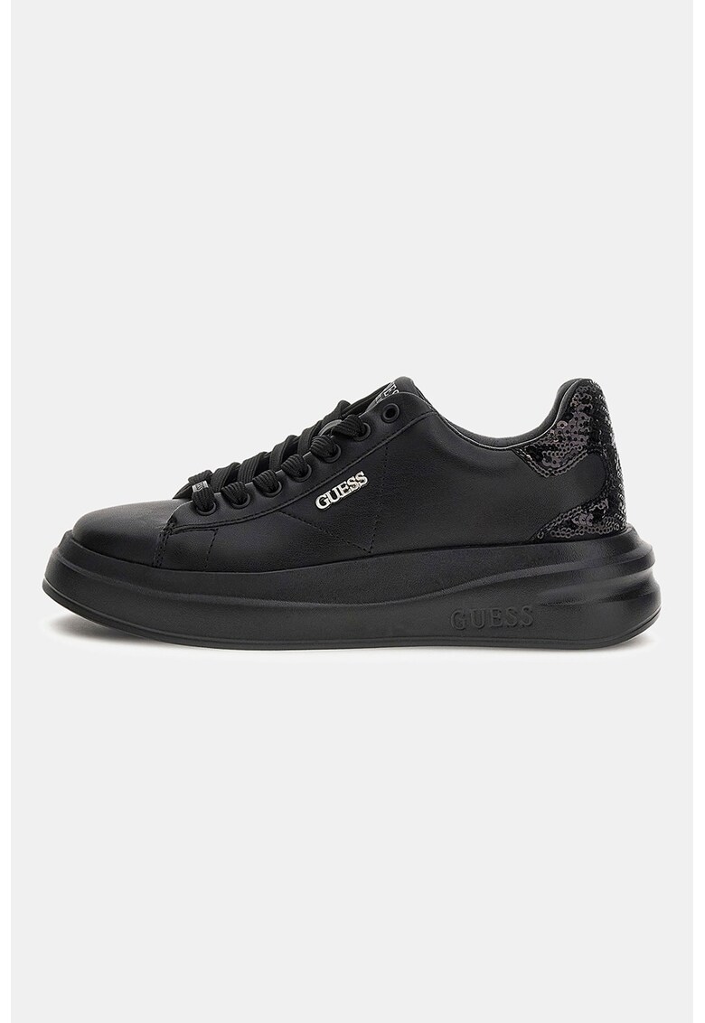 Pantofi sport din piele cu aplicatie cu paiete - Negru