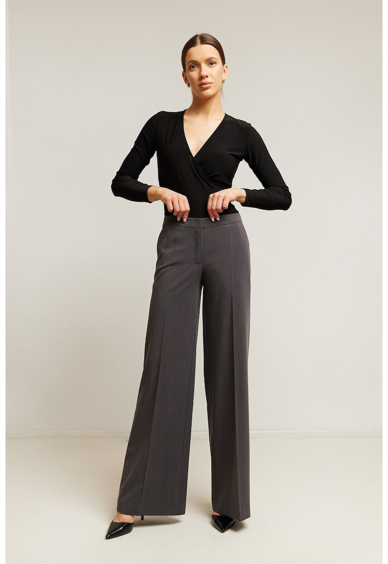 Pantaloni cu picioare largi - maro - Gri grafit