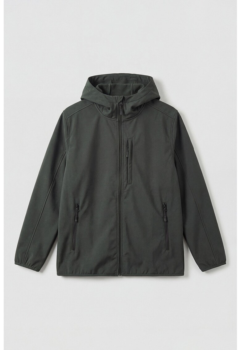 Jacheta usoara cu gluga si fermoar - Verde inchis