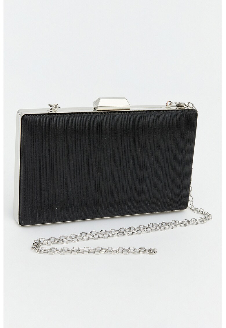 Geanta-plic cu bareta din lant - Negru