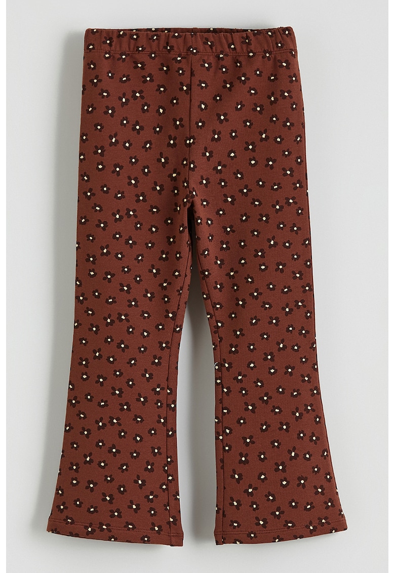 Pantaloni evazati cu imprimeu - Alb/Maro scortisoara