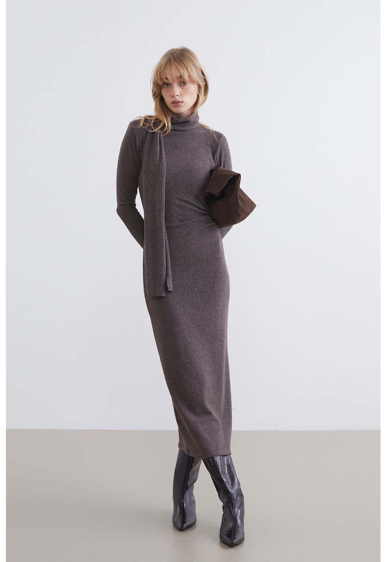 Rochie midi tricoata fin - Grej