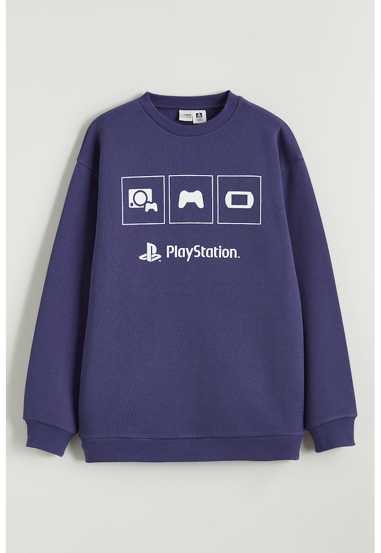 Bluza de trening cu croiala lejera PlayStation - Albastru indigo