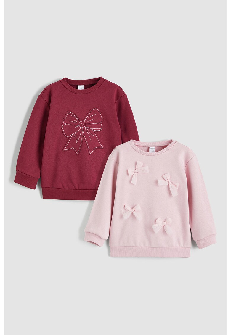 Set de bluze de trening cu aplicatii funda - Visiniu/Roz pastel