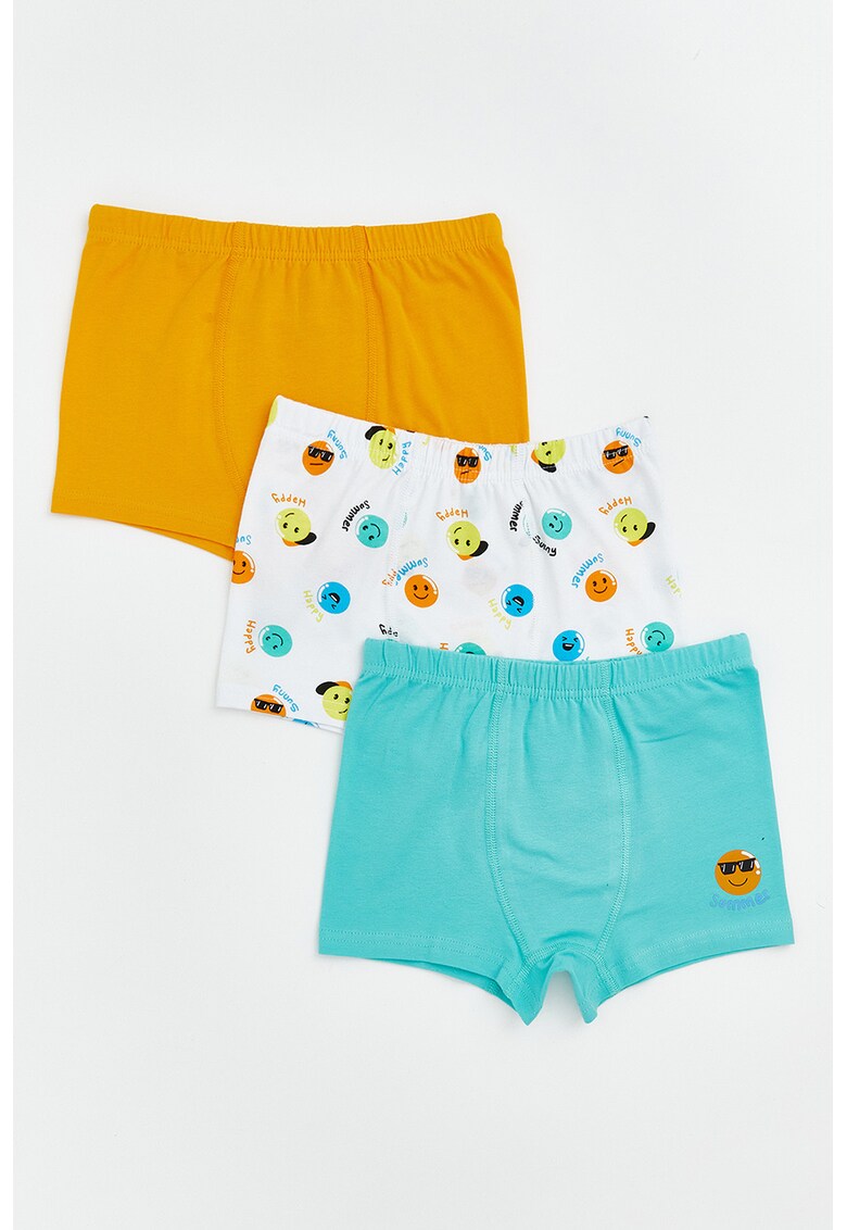 Set de boxeri cu imprimeu si banda elastica in talie - 3 perechi - Multicolor