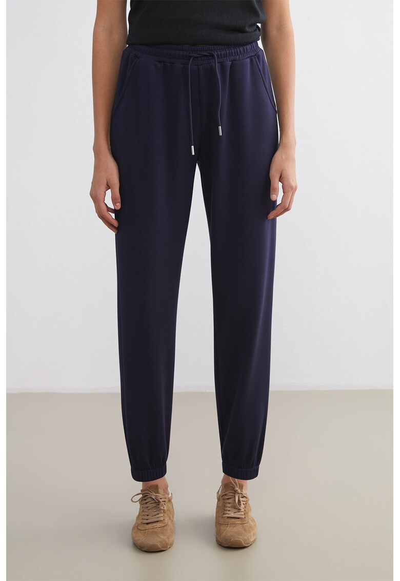 Pantaloni de trening cu talie ajustabila - Bleumarin