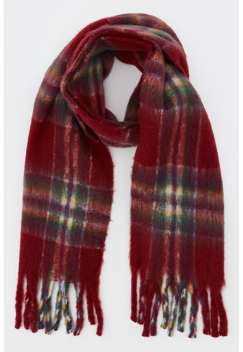 Esarfa cu model in carouri - Visiniu