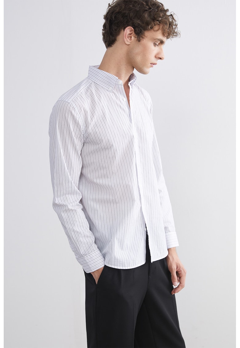 Camasa slim-fit cu dungi - Alb