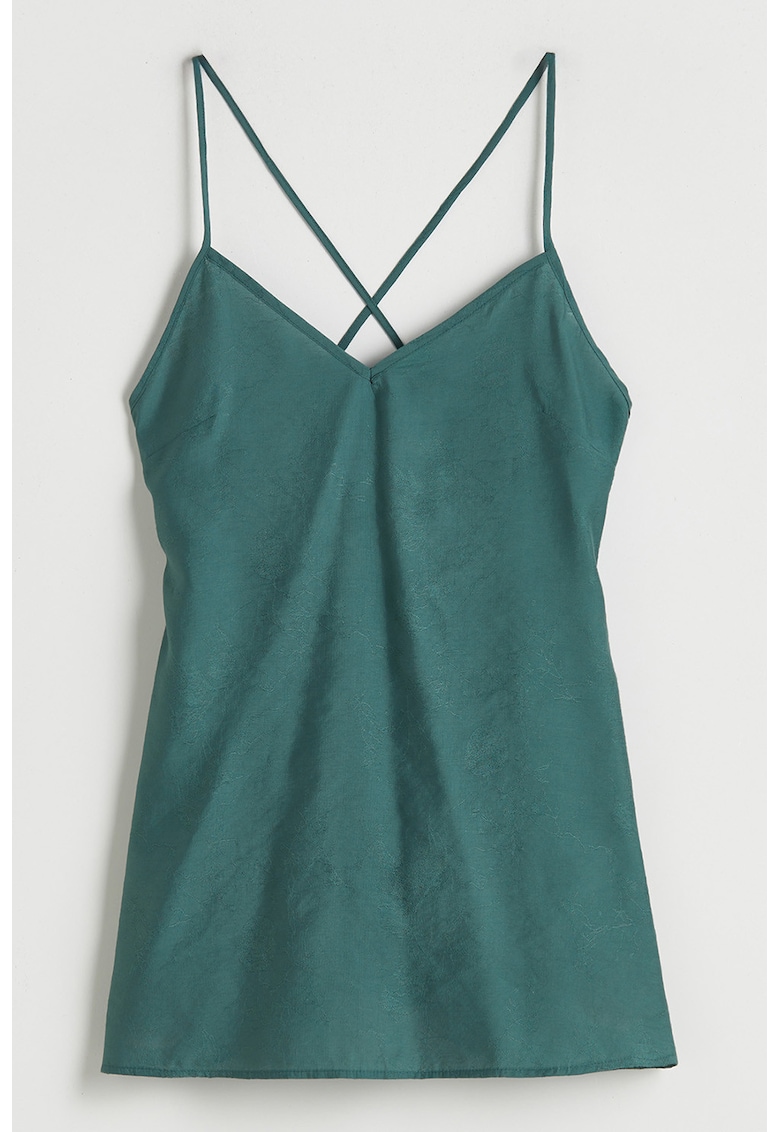 Neglijeu din amestec de modal cu decolteu in V si decupaj pe partea din spate - Verde aquamarin