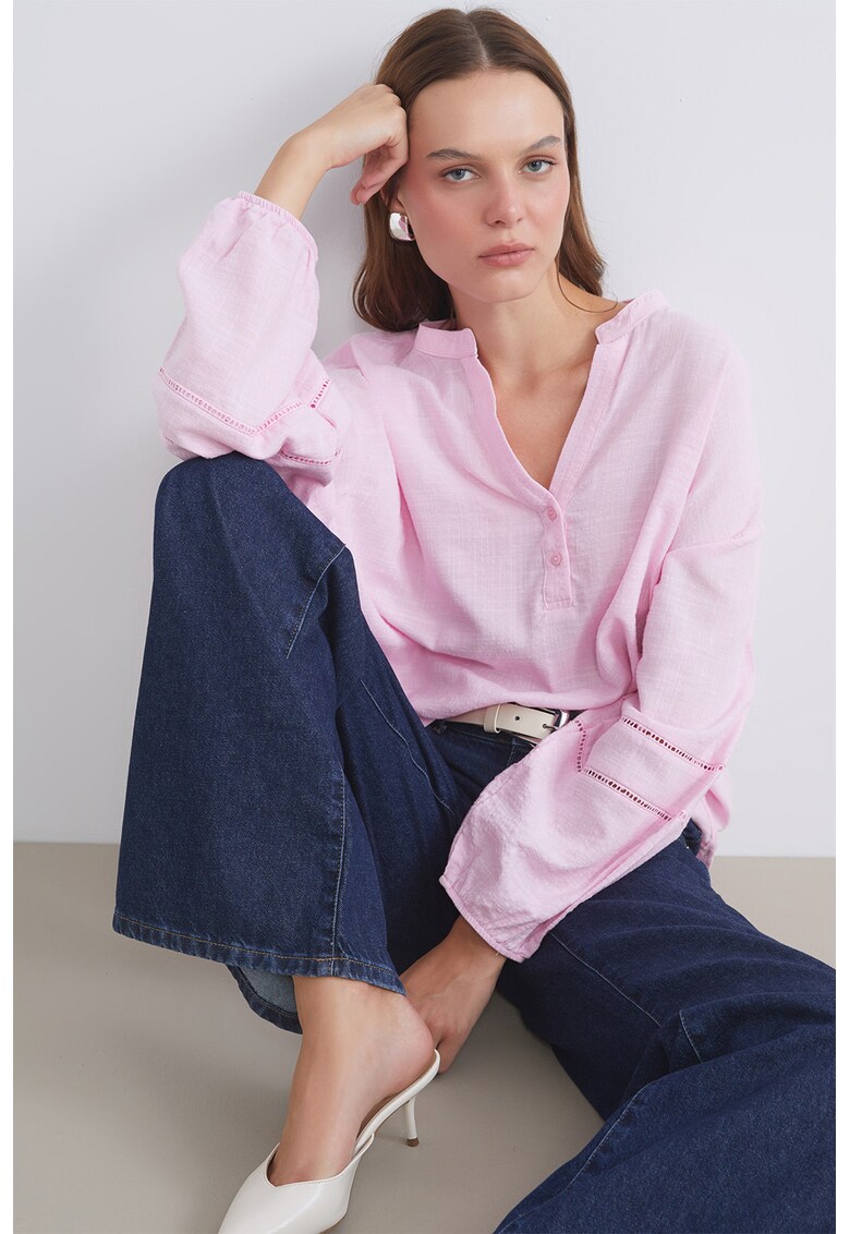 Bluza-tunica cu mansete elastice - Roz deschis