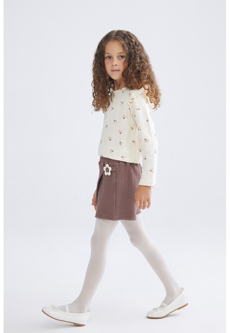 Set de imbracaminte cu model flroal - 3 piese - Maro cognac/Bej