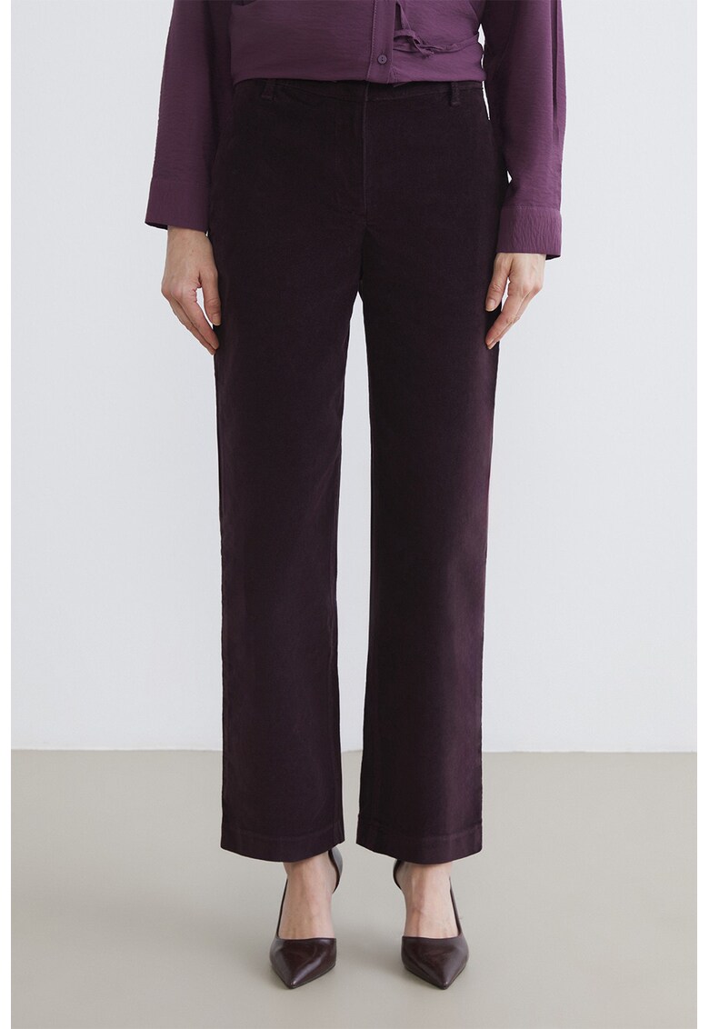 Pantaloni drepti din reiat - Negru