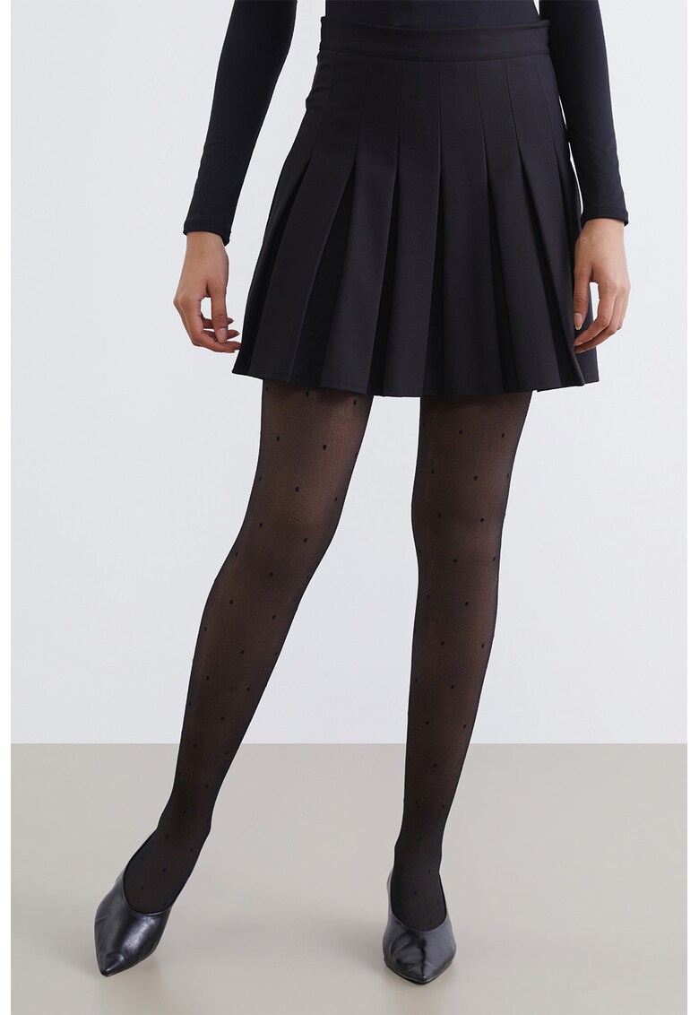 Dres cu captuseala din fleece si buline - Negru