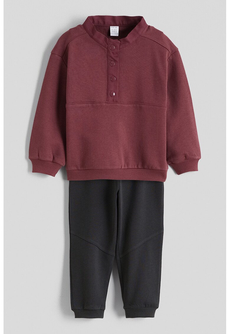 Set de bluza de trening si pantaloni de trening - Gri carbune/Rosu stins