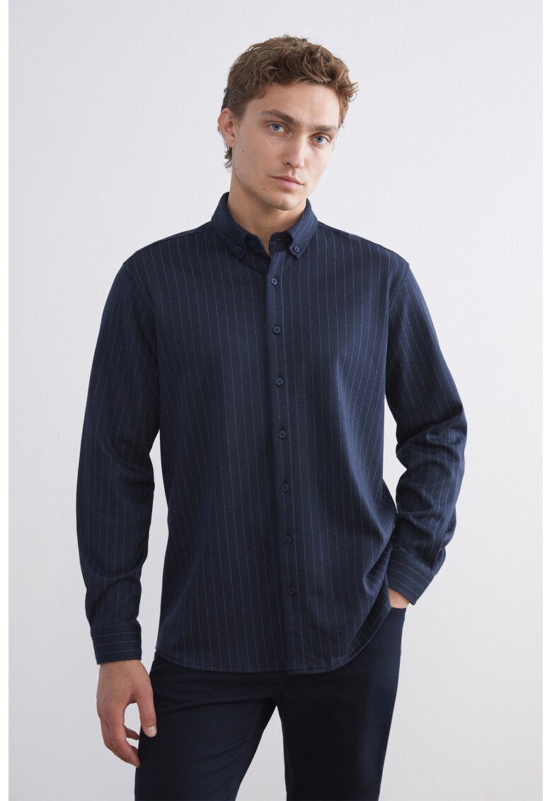 Camasa cu dungi discrete - Bleumarin