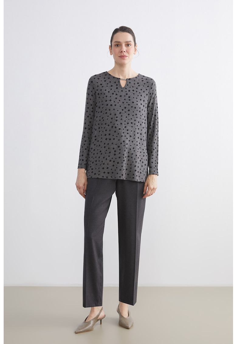 Pantaloni cu snur de ajustare si pensa - Gri antracit