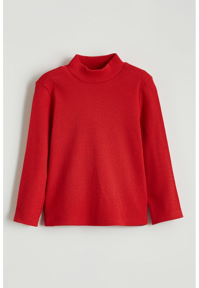 Bluza striata cu guler scurt - Rosu