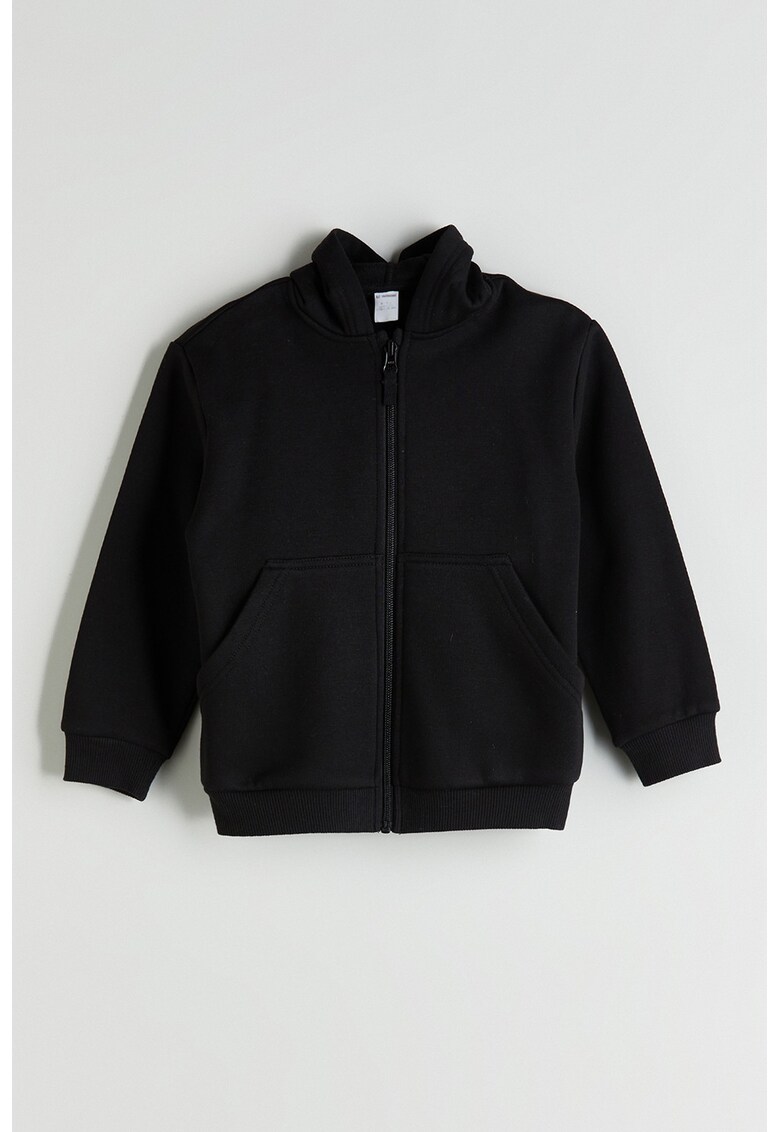 Hanorac cu fermoar si model uni - Negru