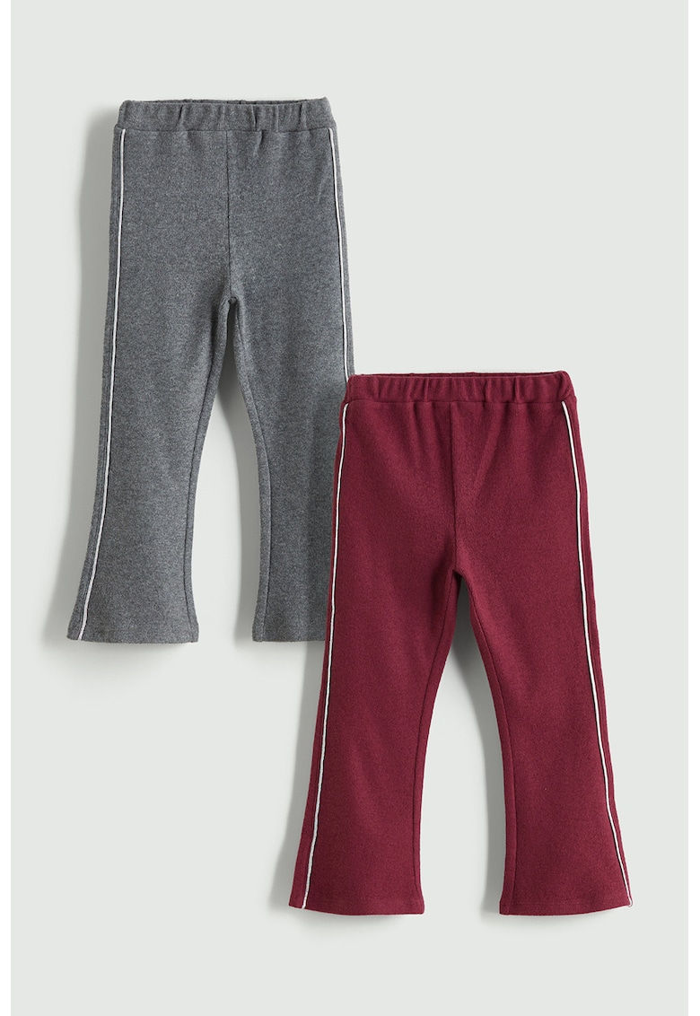 Set de pantaloni evazati - 2 piese - Roz zmeuriu/Gri