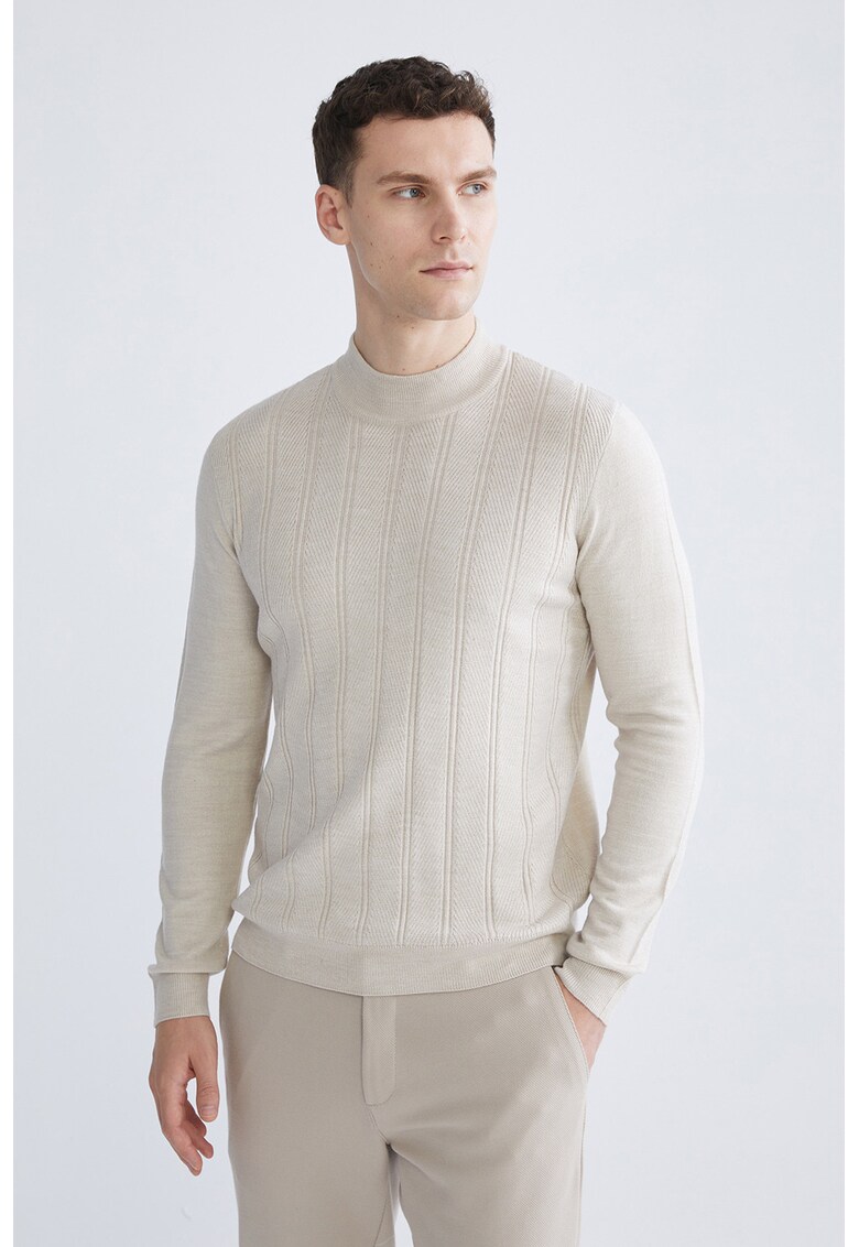 Pulover cu aspect striat - Bej deschis