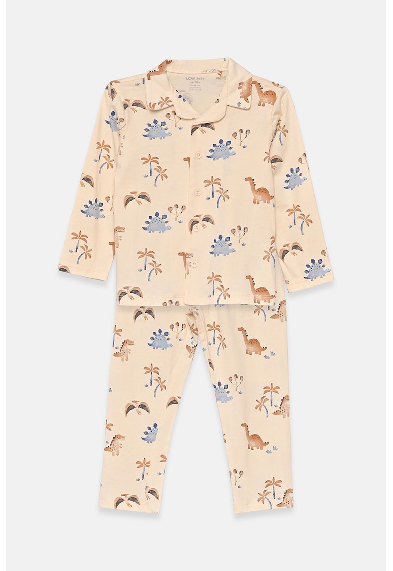 Set de camasa cu imprimeu si pantaloni - 2 piese - Bej deschis