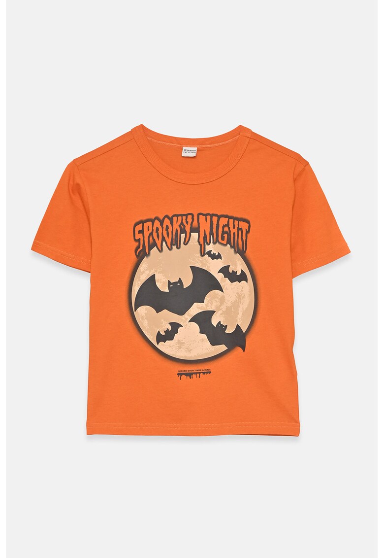 Tricou din bumbac cu imprimeu grafic - Portocaliu