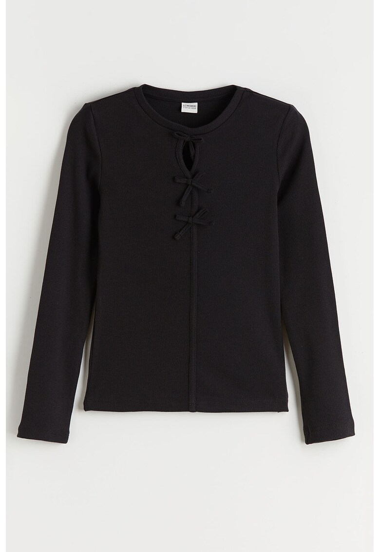 Bluza cu croiala regular-fit si aplicatii cu funde - Negru