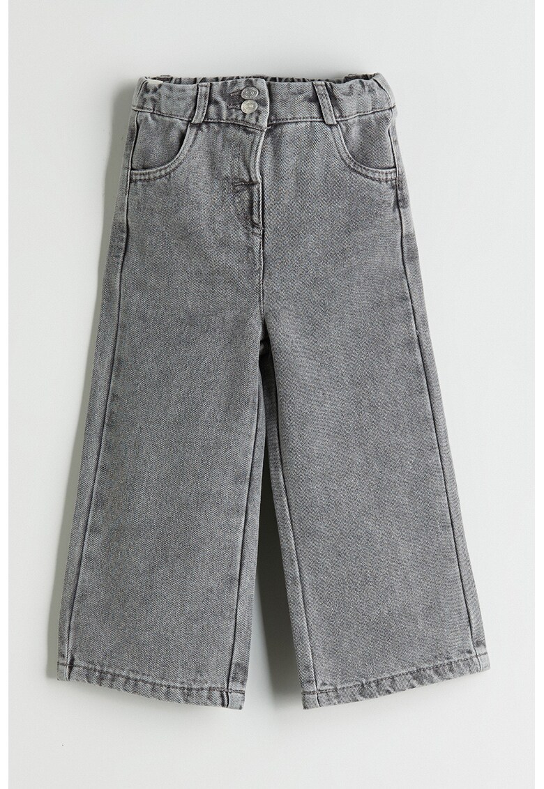Blugi cu croiala ampla si aspect decolorat - Gri melange