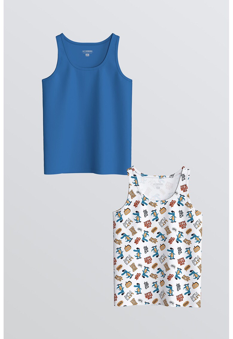 Set de top-uri - 2 piese - Alb/Albastru