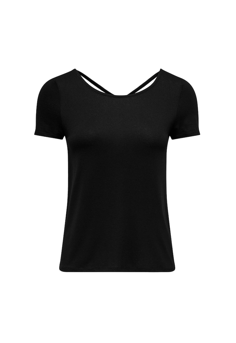 Tricou cu design incrucisat pe partea din spate - Negru