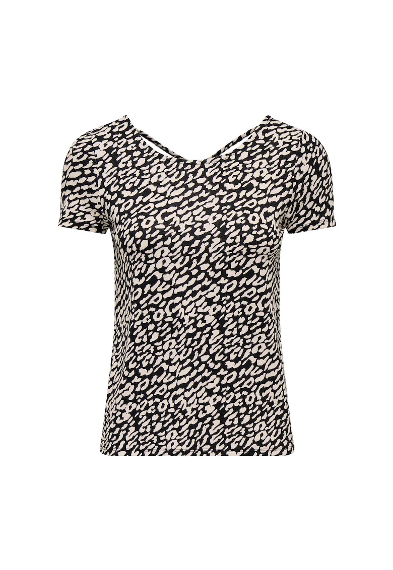 Tricou cu design incrucisat pe partea din spate - Negru/Bej
