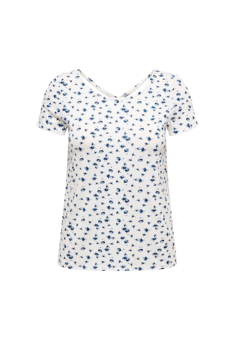 Tricou cu design incrucisat pe partea din spate - Alb/Albastru