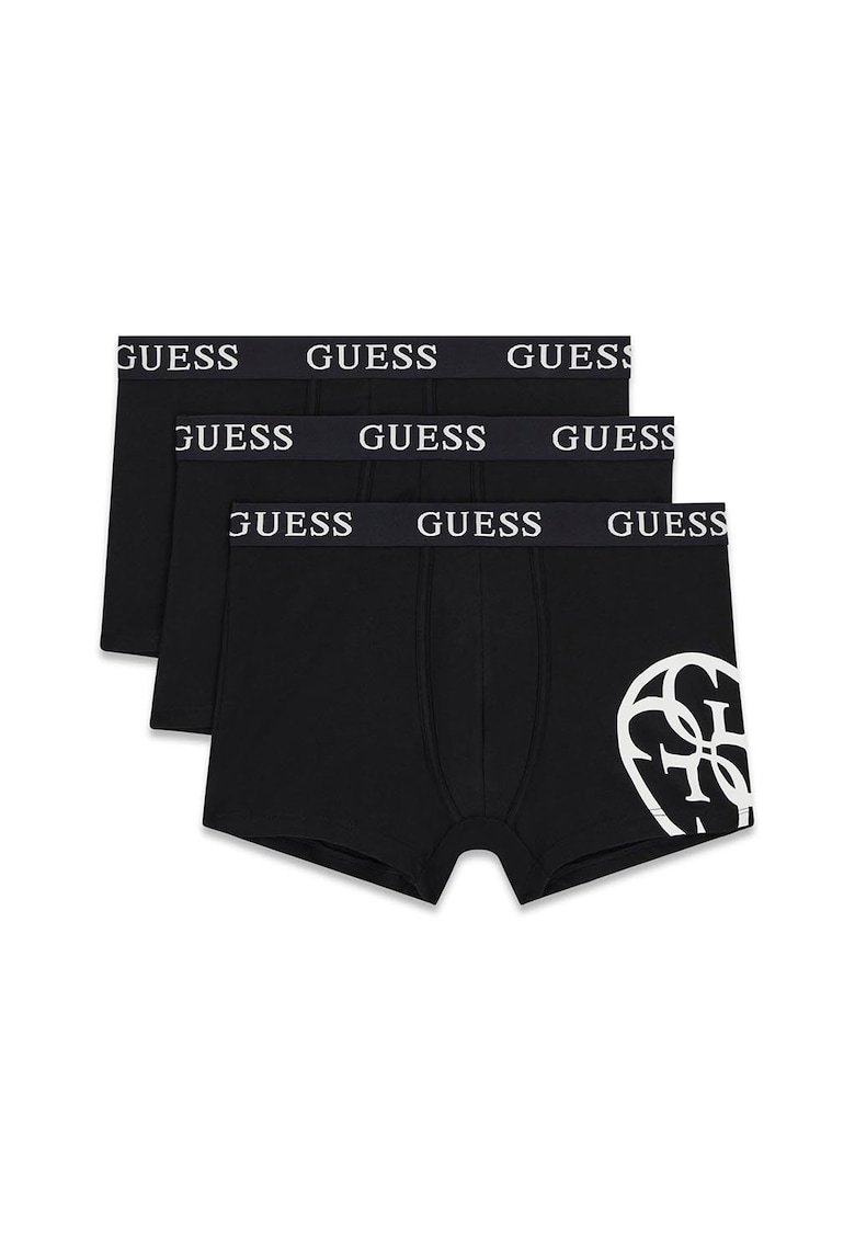 Set de boxeri cu banda elastica in talie - 3 Perechi - Negru