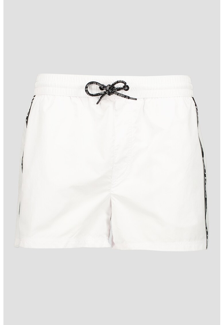 Pantaloni scurti de baie cu benzi logo laterale - Alb