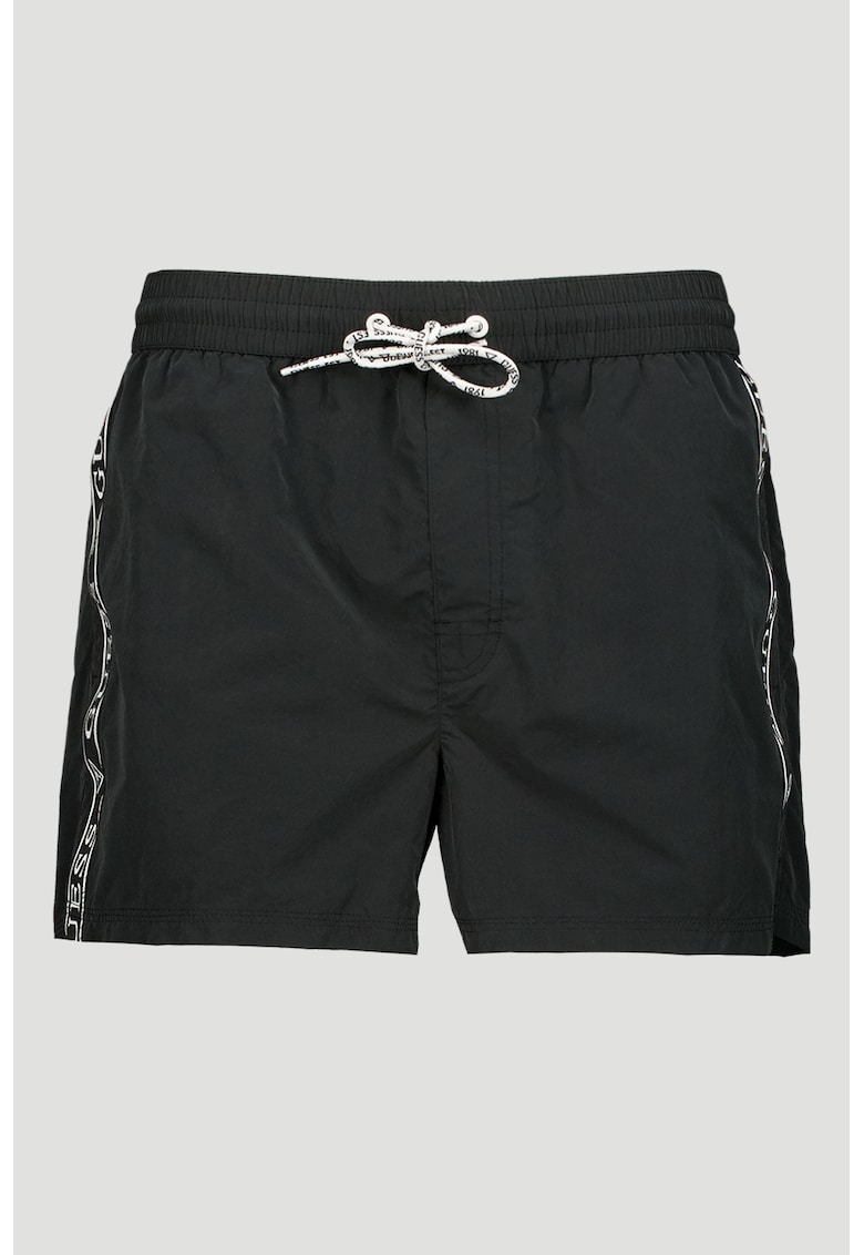 Pantaloni scurti de baie cu benzi logo laterale - Negru