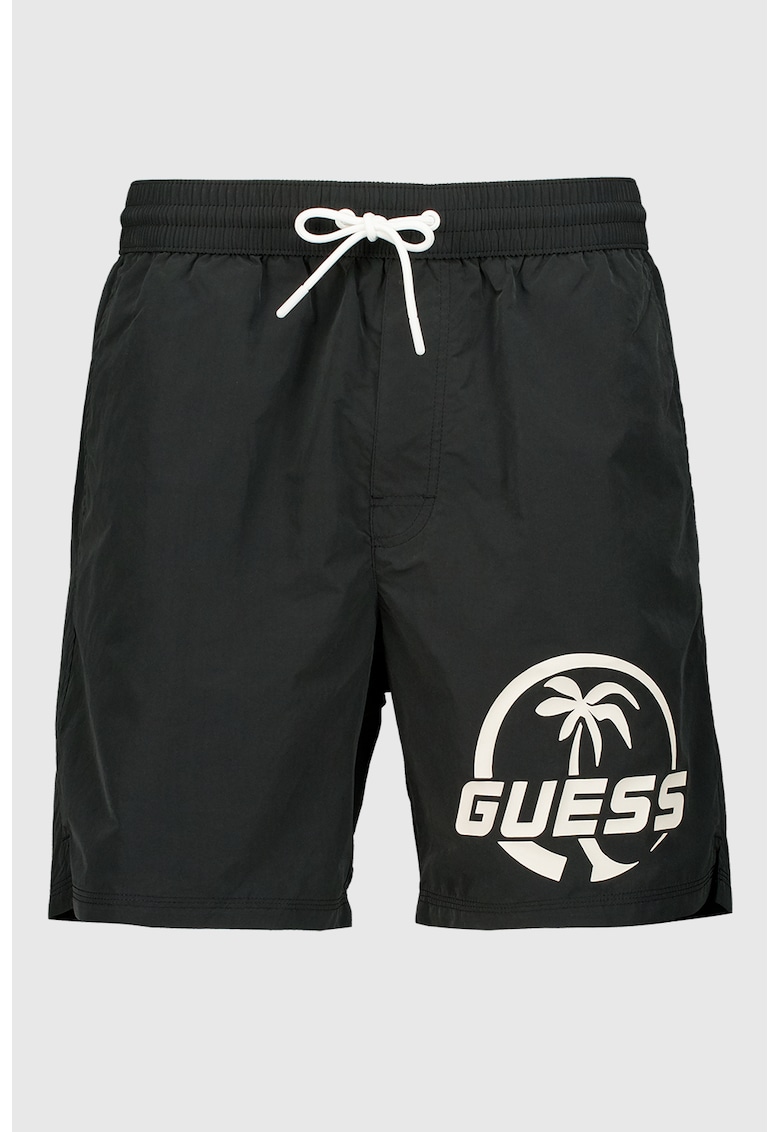 Pantaloni scurti de baie cu imprimeu logo - Negru