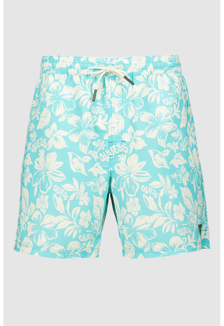 Pantaloni scurti de baie cu model floral - Alb murdar/Albastru deschis