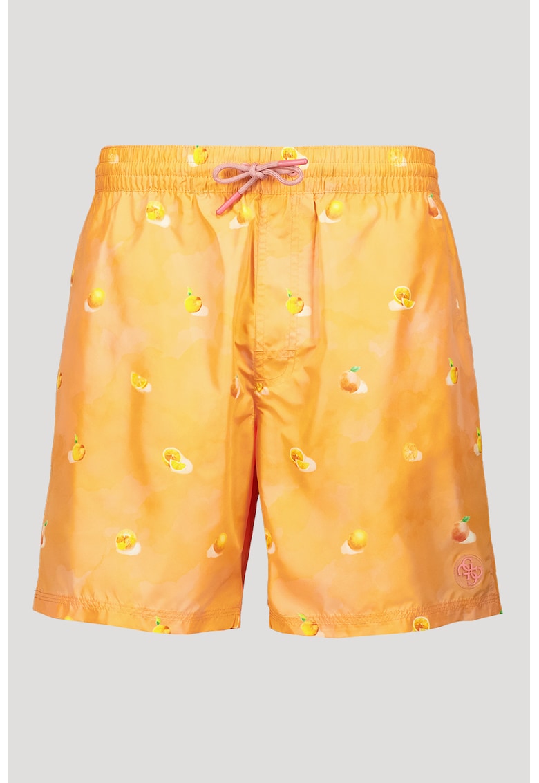 Pantaloni scurti de baie cu imprimeu cu fructe - Portocaliu