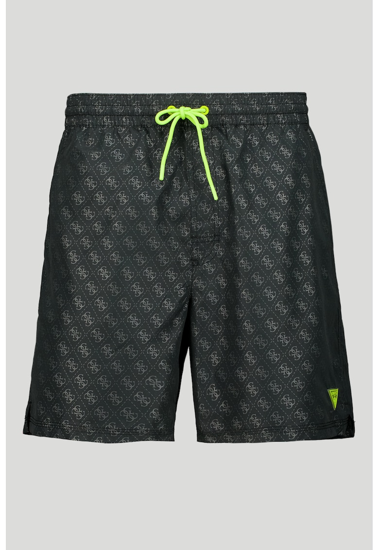 Pantaloni scurti de baie cu model monograma - Gri antracit