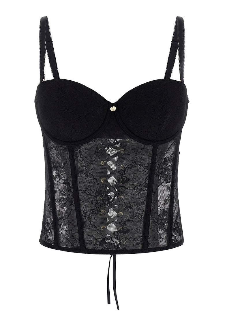 Top-corset cu insertii din dantela Elena - Negru
