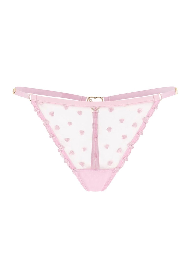 Chiloti tanga cu aplicatii cu inima Claire - Roz deschis