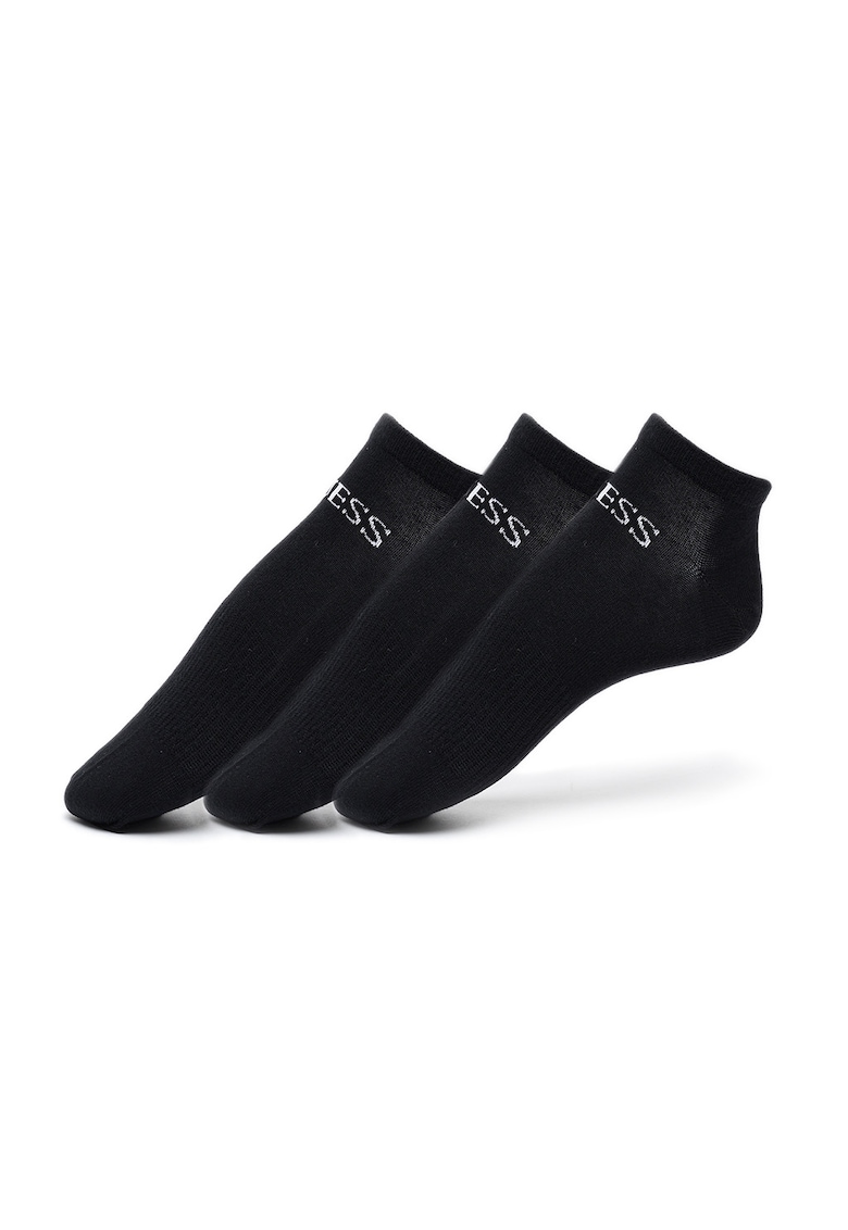 Set de sosete scurte cu logo - 3 perechi - Negru