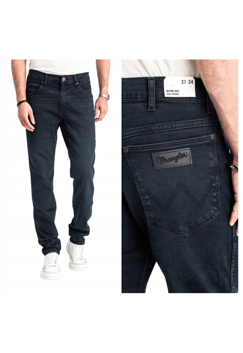 Blugi Barbati - River - Straight Fit - Talie Medie - Fermoar - Lungi - 5 Buzunare - Bumbac - Albastru