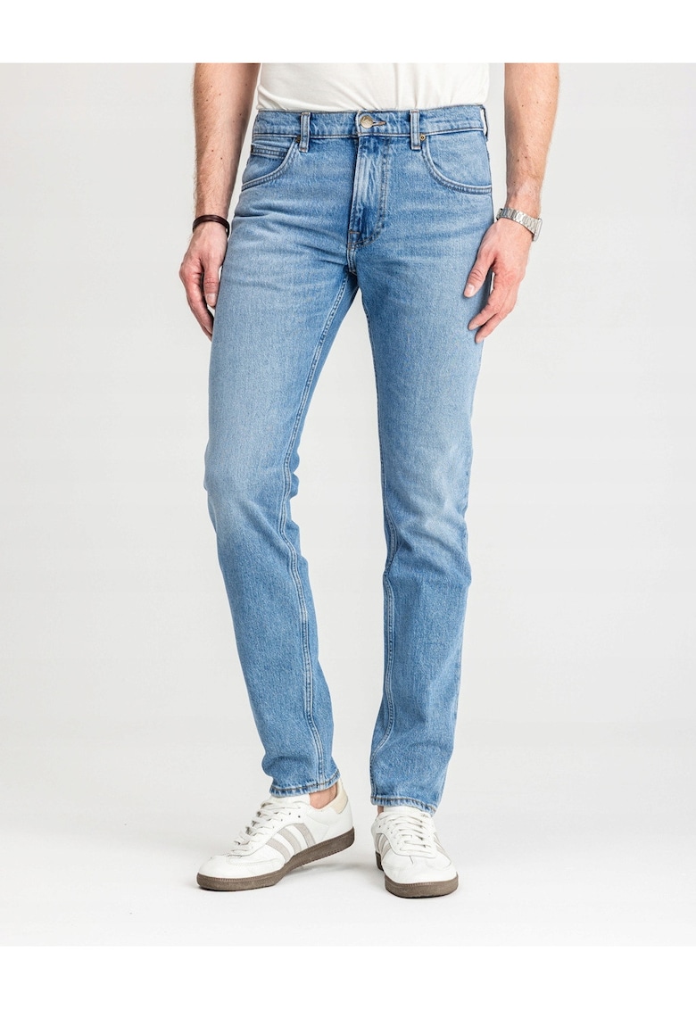 Lee Blugi Barbati - Rider - Slim Fit - Talie Medie - Fermoar - Lungi - 5 Buzunare - Bumbac - Albastru - Albastru
