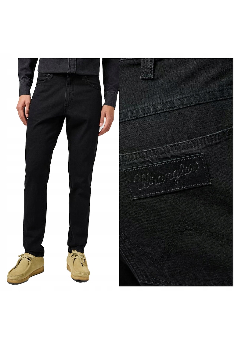 Blugi Barbati - River - Regular Fit - Talie Inalta - Fermoar - Lungi - 5 Buzunare - Bumbac - W33-L34 US - Negru